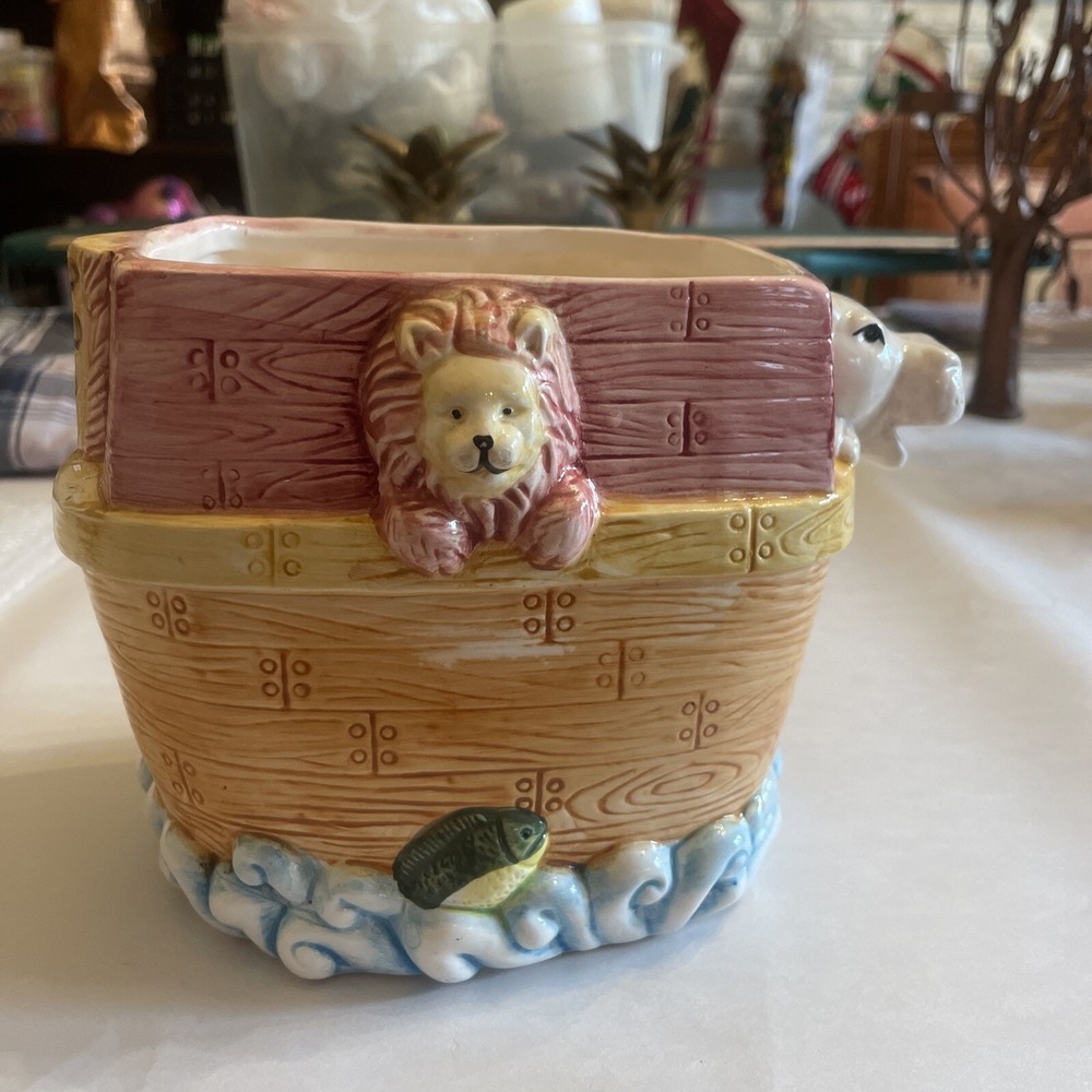 Noah's Ark Ceramic Planter Elephant Hippo‎ Bear Horse Dolphin Fish Lion